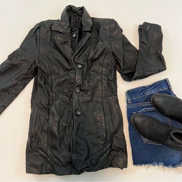 [JLC New York Outerwear] Unisex Long Leather Genuine Jacket - Picture 1 of 11